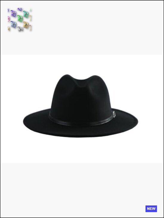 Classic Wool Felt Wide Brim Fedora Hat with Belt Buckle  display picture 2